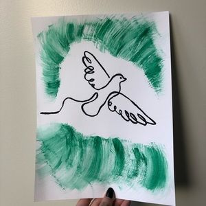 Green Bird Print